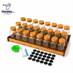 استاند خشب لطقم التوابل 24 قطعة علي شكل سلم