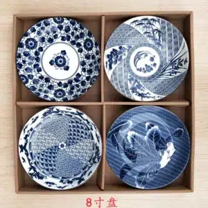 طقم 4 بولات بورسلين بتصميم نقشة بايانية