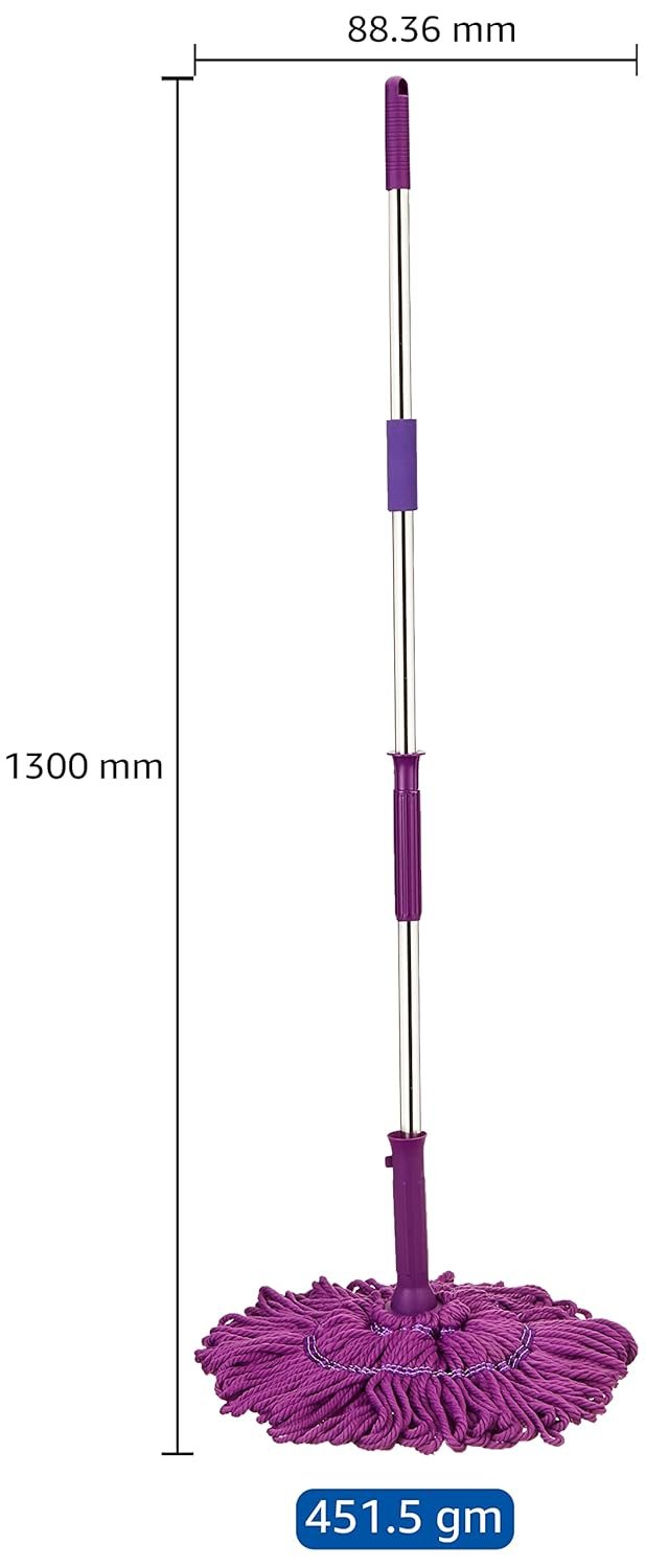 ممسحة أرضيات مع عصا معدنية قابلة للتعديل – 130 سم - الصورة 4