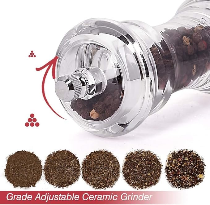 مطحنة فلفل وملح يدوية أكريليك - الصورة 5