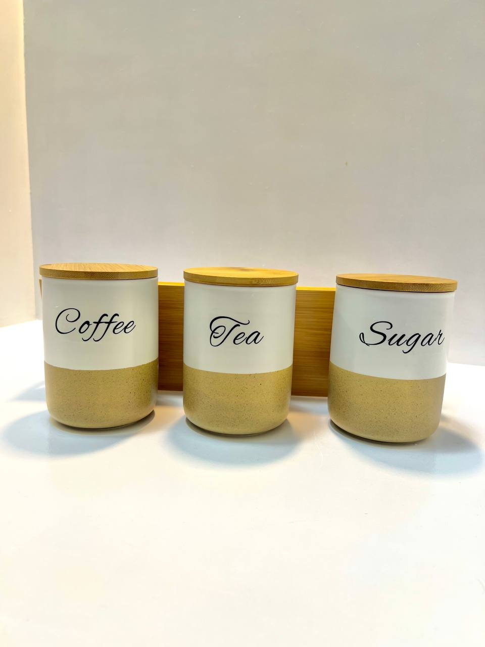 طقم كوفي بورسلين للمطبخ مع حامل خشبي - الصورة 4