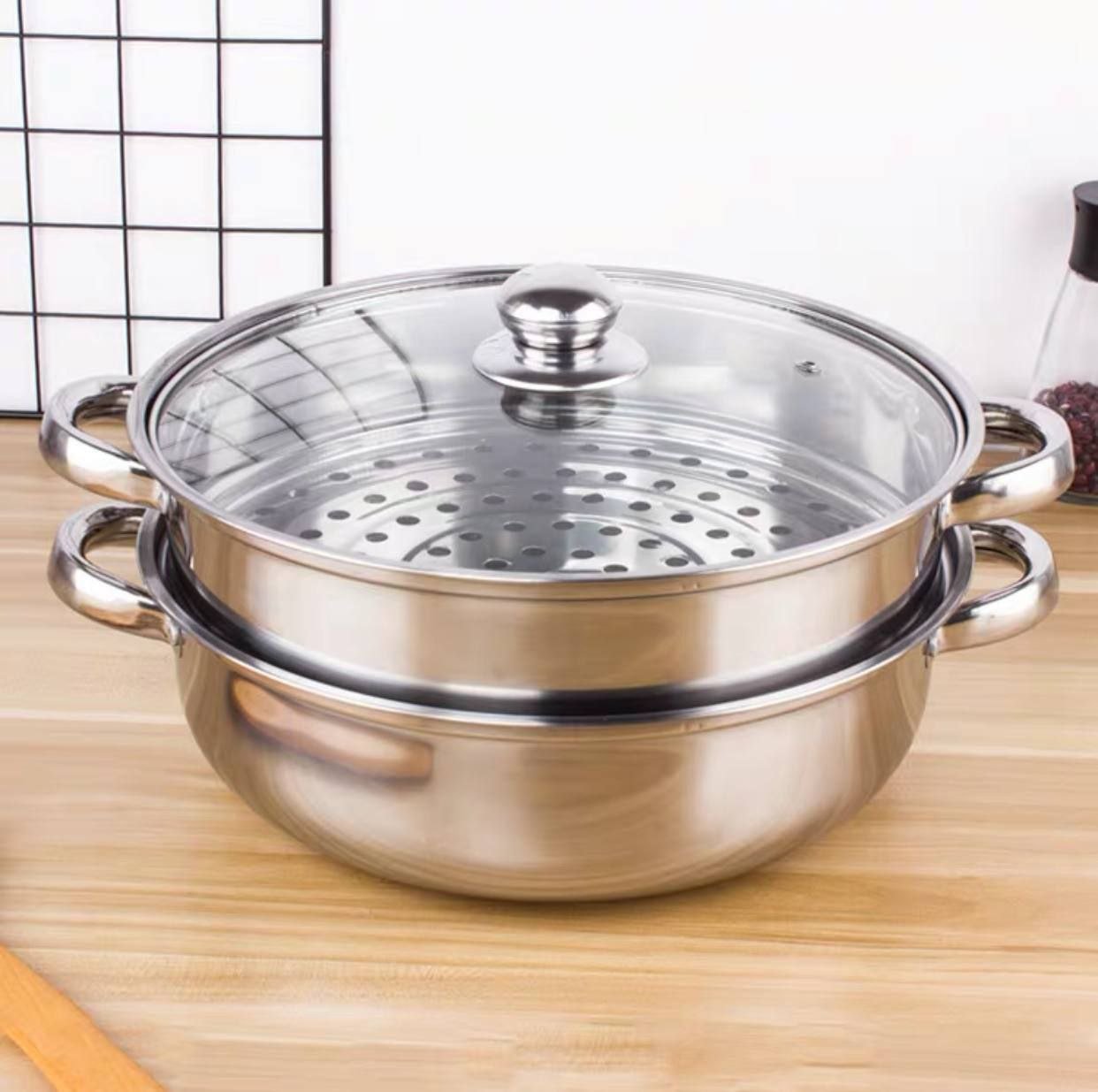 حلةطهي بخار طابقين