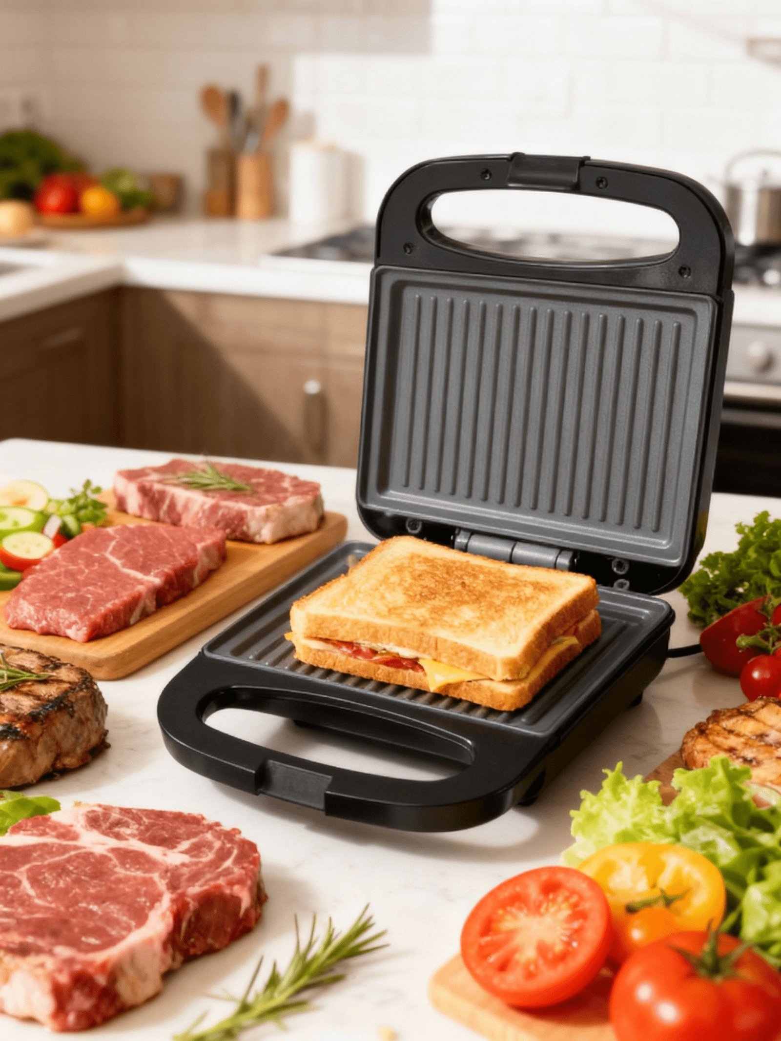 صانعة سندوتشات بانيني كهربائية –  Bester EE قدرة 750 واط - الصورة 2