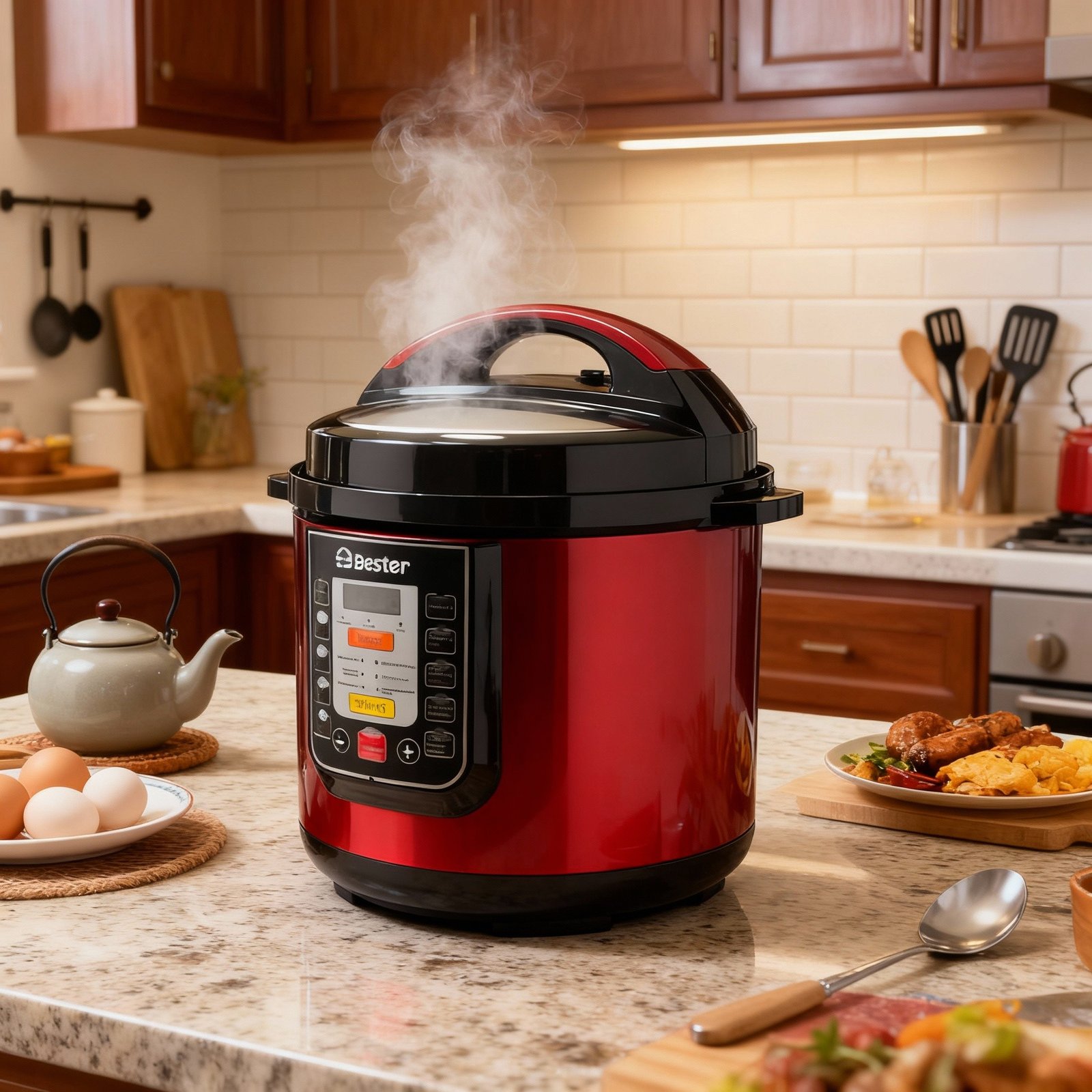 حلة ضغط كهربائية من Bester سعة 6.5 لتر وقوة 1200 واط - الصورة 2