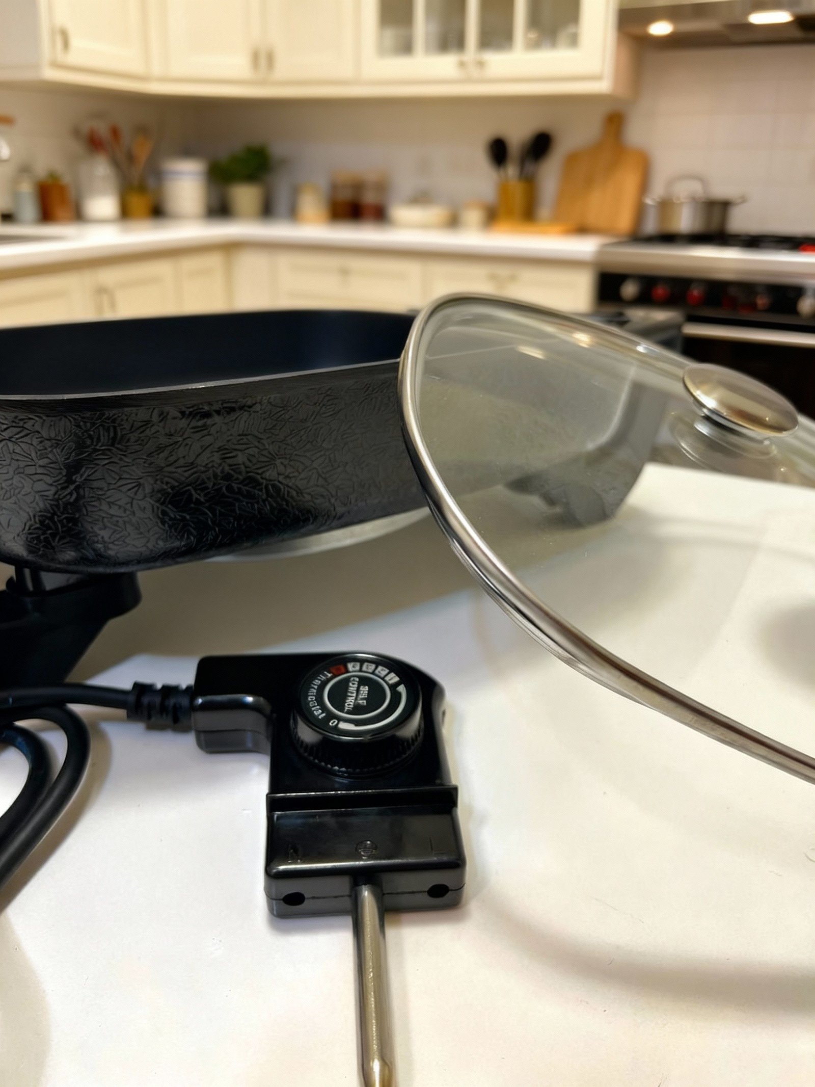 مقلاة كهربائية من Bester مقاس 30 سم بقوة 1500 واط - سطح غير لاصق وغطاء زجاجي - الصورة 5