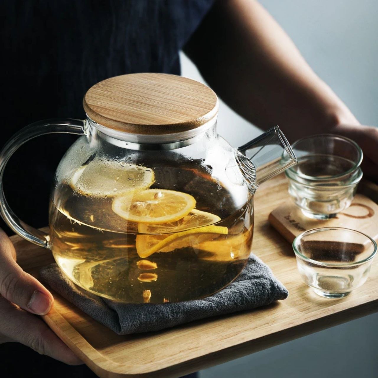 إبريق شاي زجاجي حراري بتصميم دائري انيق - الصورة 4