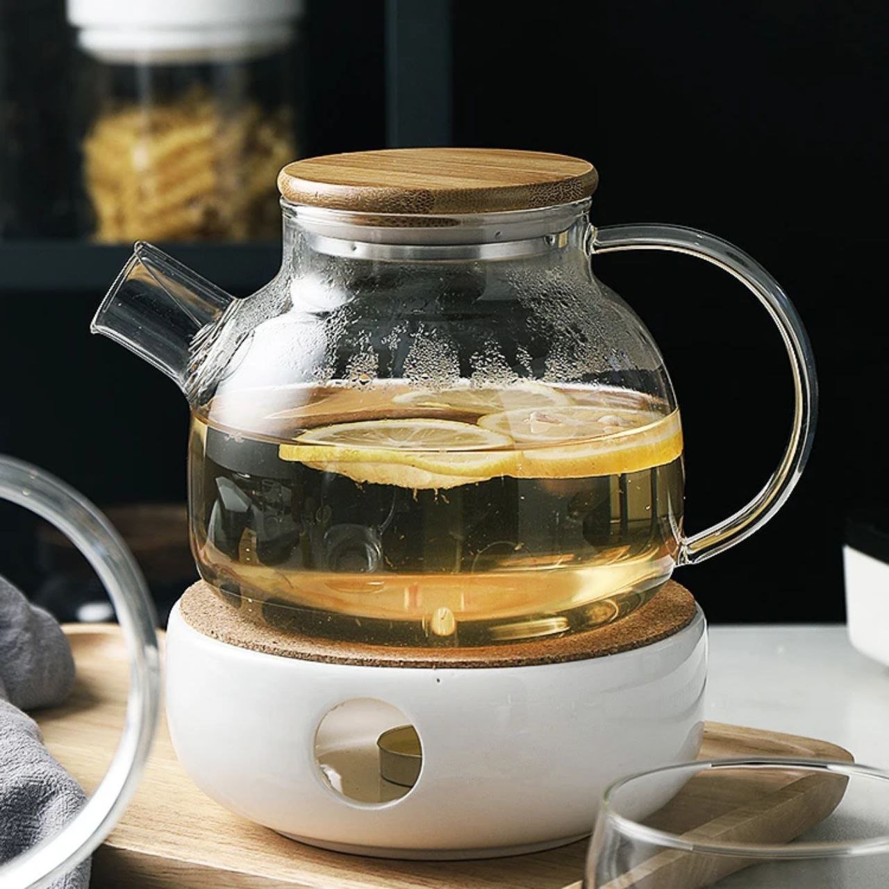 إبريق شاي زجاجي حراري بتصميم دائري انيق - الصورة 3