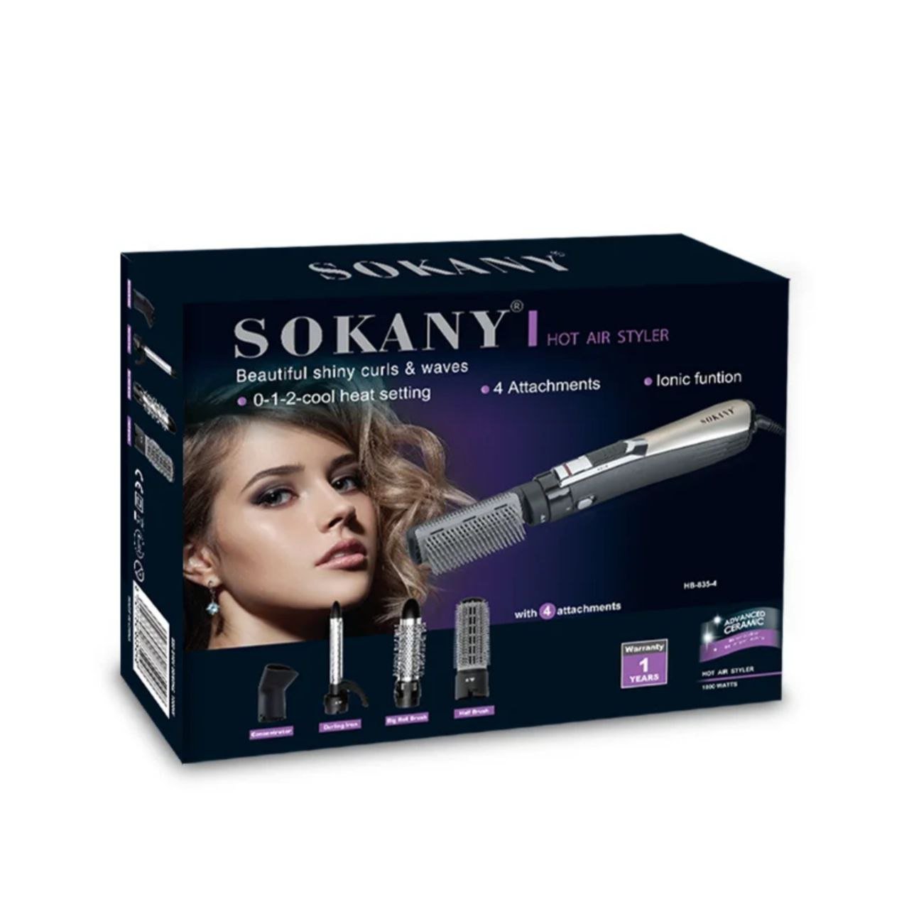 جهاز تصفيف الشعر 4 في 1 سوكاني (Sokany Hot Air Styler) - مجفف وفرشاة تجعيد وفرد أيوني 1000 واط - الصورة 4