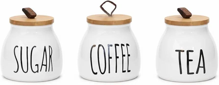 طقم برطمانات كوفي – شوجر – تي من البورسلين مع ستاند معدني أنيق - الصورة 3