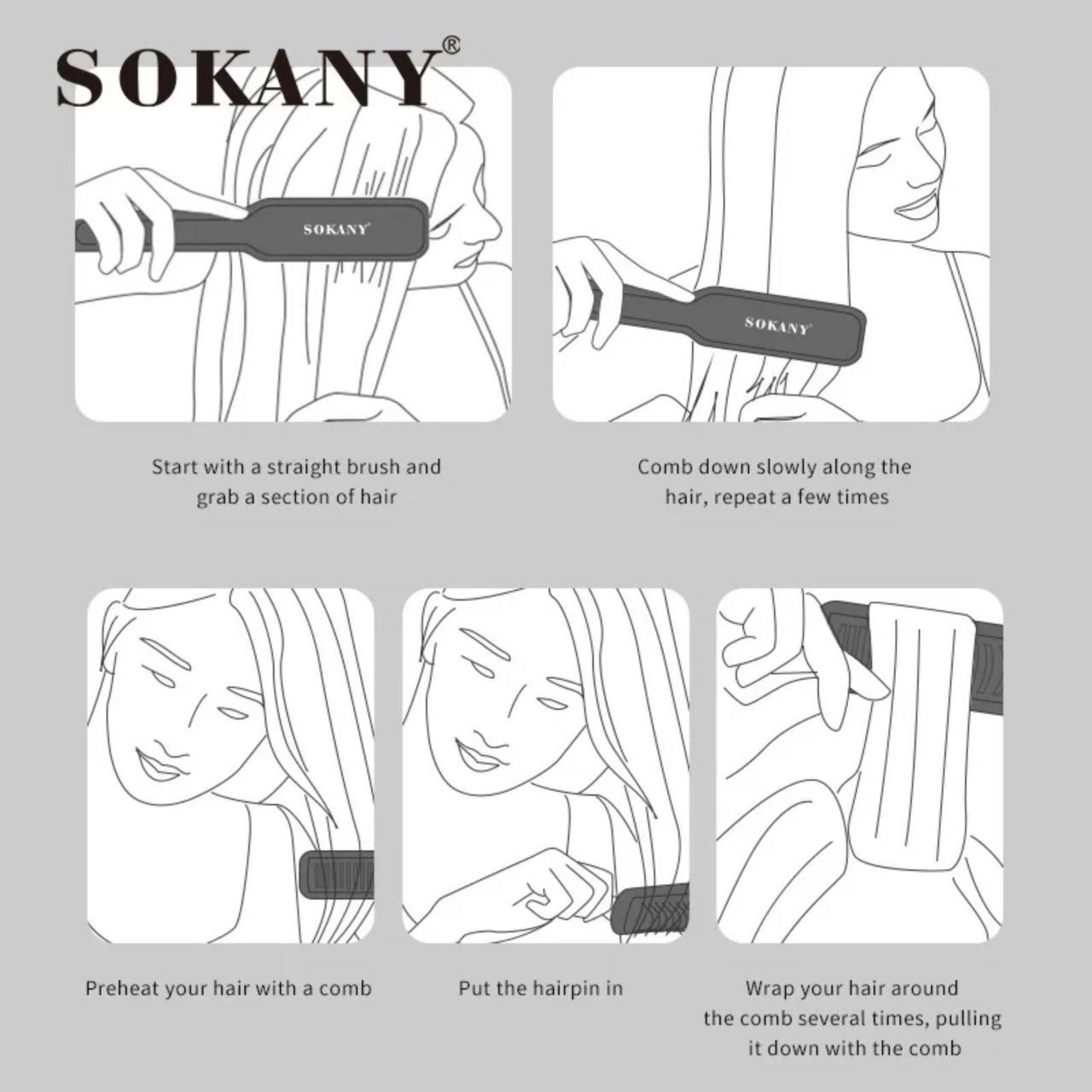 جهاز تصفيف الشعر 4 في 1 سوكاني (Sokany Hot Air Styler) - مجفف وفرشاة تجعيد وفرد أيوني 1000 واط - الصورة 2