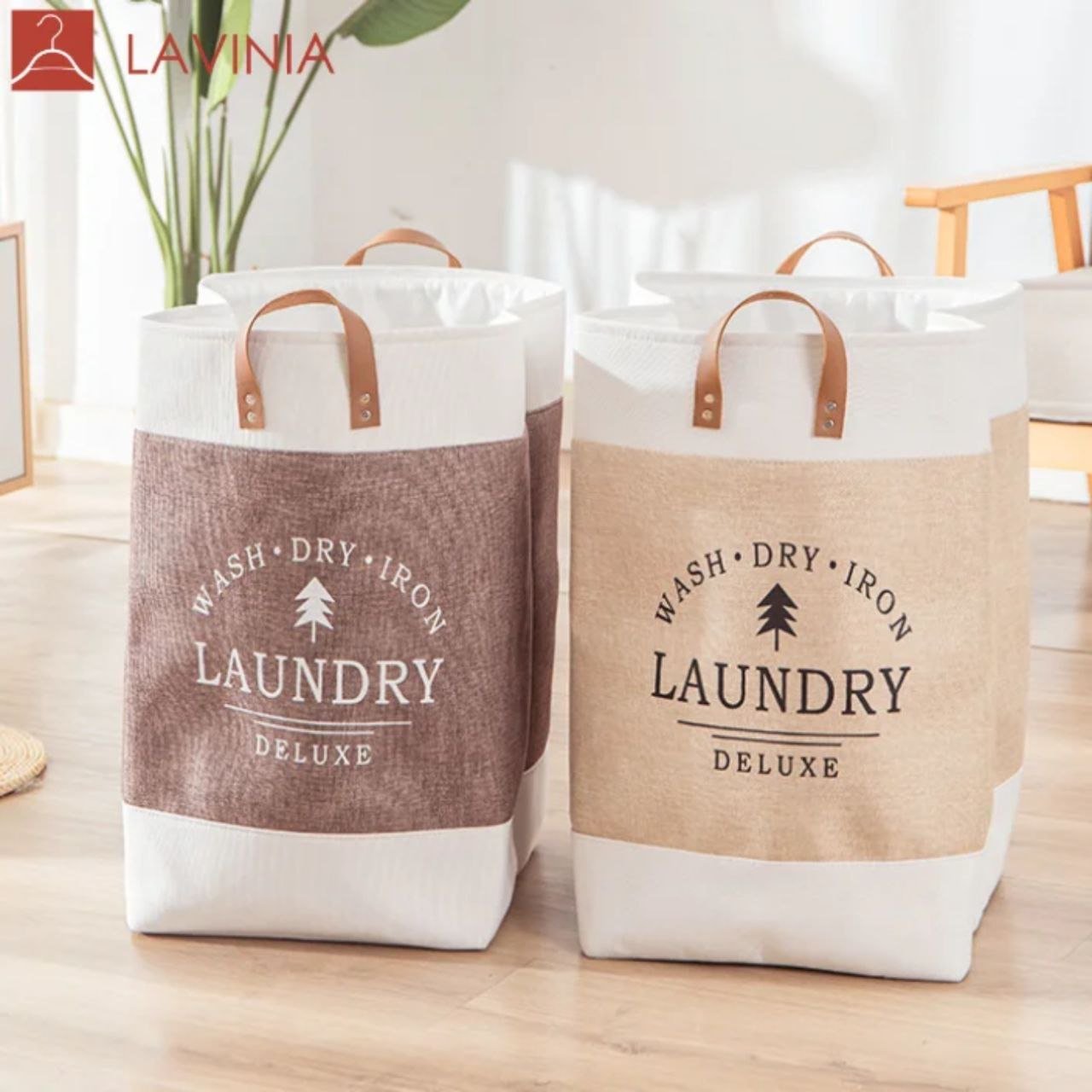 سلة غسيل فاخرة بتصميم مودرن مع مقابض جلدية متينة متعددة الاستخدامات - الصورة 8