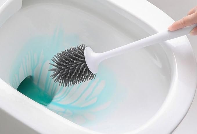فرشاة تنظيف حمام سيليكون بمقبض طويل - الصورة 3