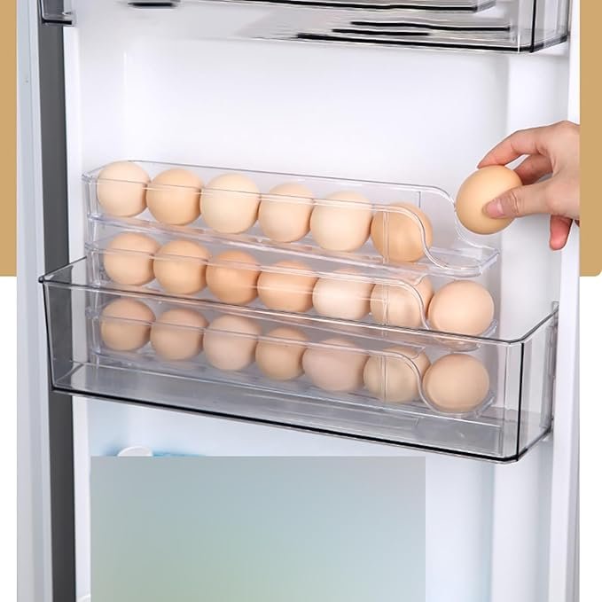 منظم بيض 3 أدوار شفاف بتصميم منزلق قابل للفصل - الصورة 3