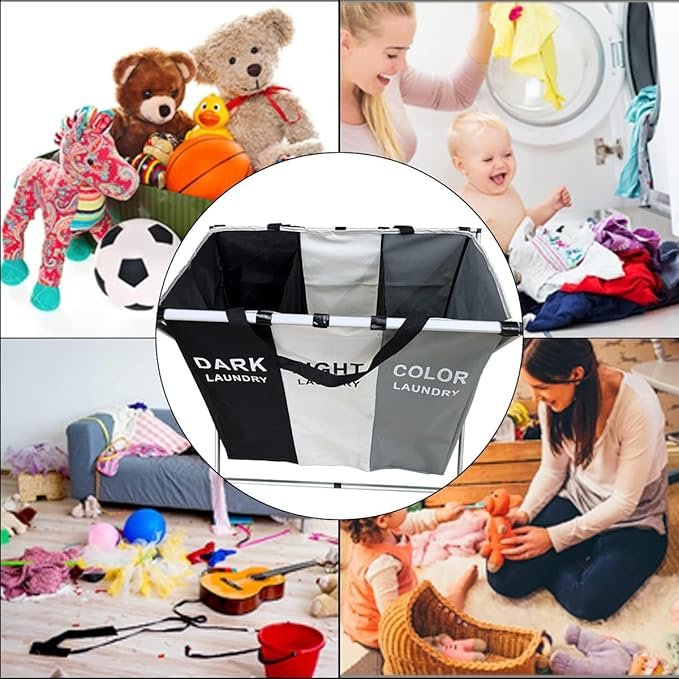 منظم غسيل بثلاث أقسام (Dark / Light / Color) قابل للطي - الصورة 4