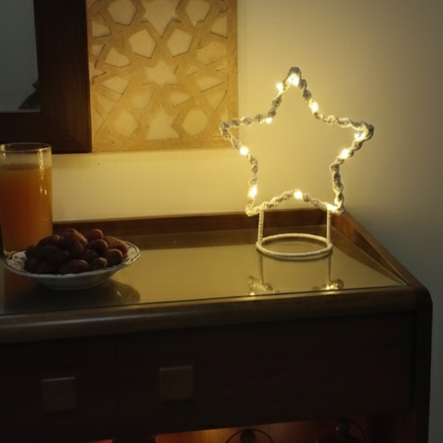 (طقم هلال ونجمة بالانارة (مكرمية هاند ميد - الصورة 3