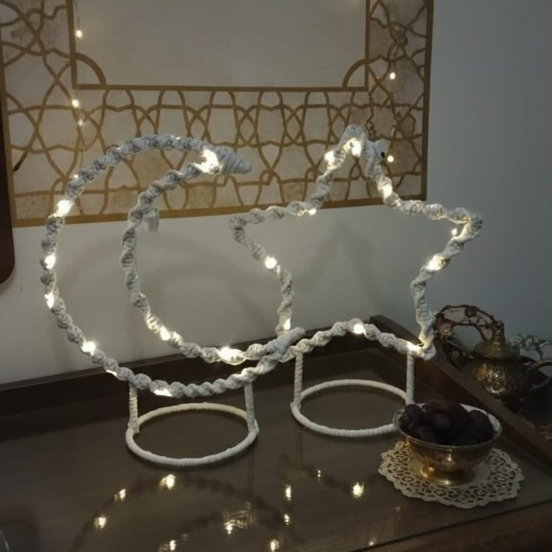 (طقم هلال ونجمة بالانارة (مكرمية هاند ميد - الصورة 2