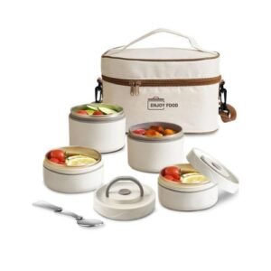 لانش بوكس مكون من حافظة و ٤ اطباق ( المنتج المستورد )