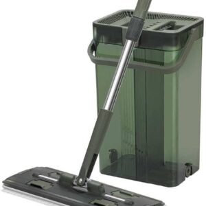 جردل شفاف أكرليك مستطيل وممسحة ٣٦٠ درجة