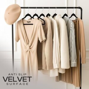 ١٠ قطع قطيفة شماعات ملابس لون أسود