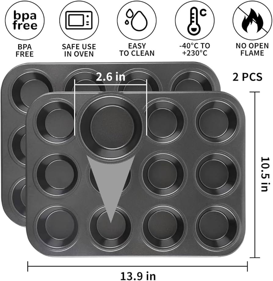 صنية كب كيك معدن أسود ١٢ فتحة - الصورة 5