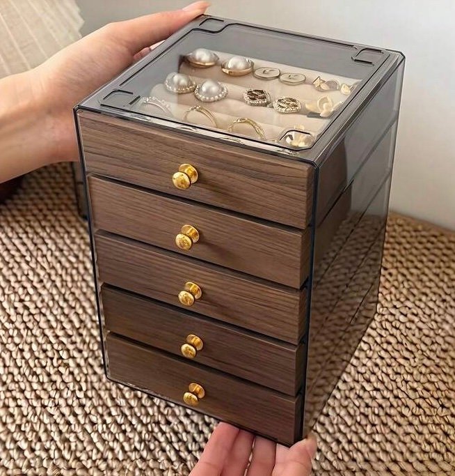 علبة تنظيم المجوهرات 5 درج شكل خشبي إسكندنافي - الصورة 5