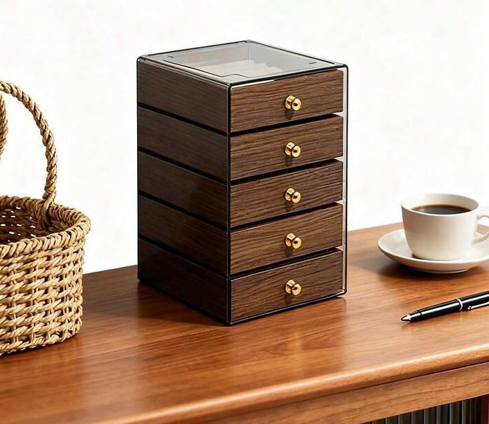 علبة تنظيم المجوهرات 5 درج شكل خشبي إسكندنافي - الصورة 2