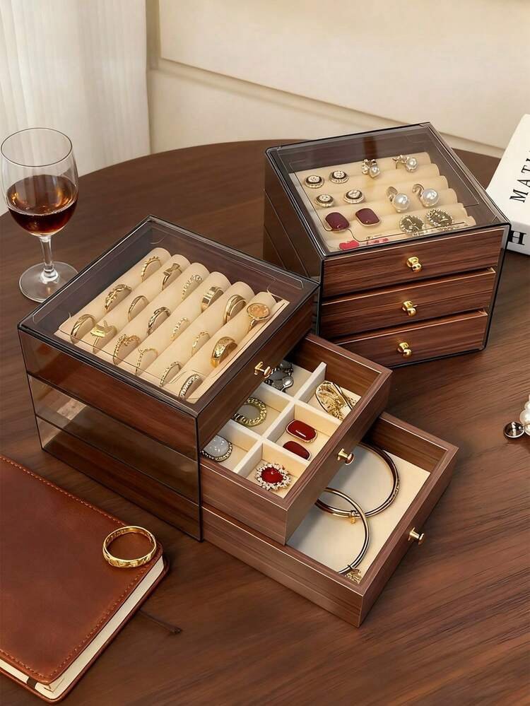 علبة تنظيم المجوهرات 5 درج شكل خشبي إسكندنافي - الصورة 10