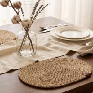 كوستر طاولة (Placemat) بيضاوي من الخيش الطبيعي - هاند ميد