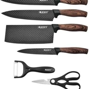 طقم سكاكين مطبخ 6 قطع بمقشرة ومقص