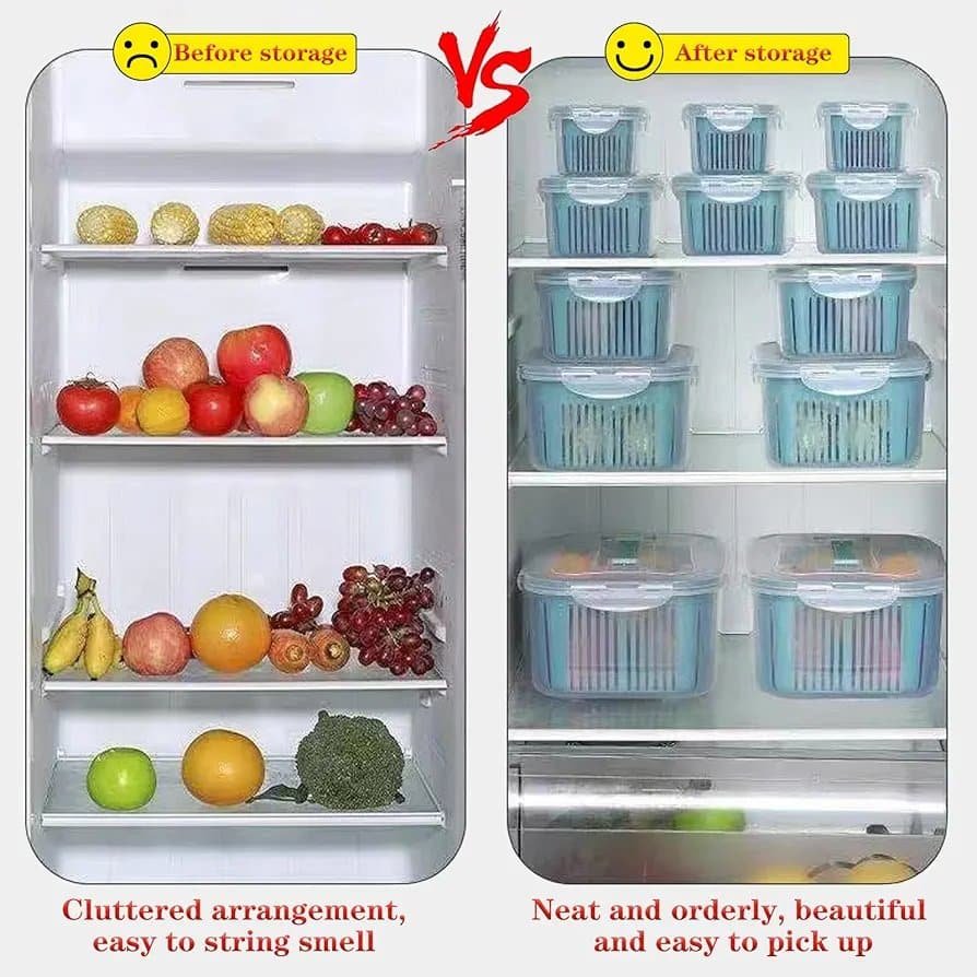 طقم علب تخزين خضار وفواكه - 5 قطع | Fridge Organizer - الصورة 8