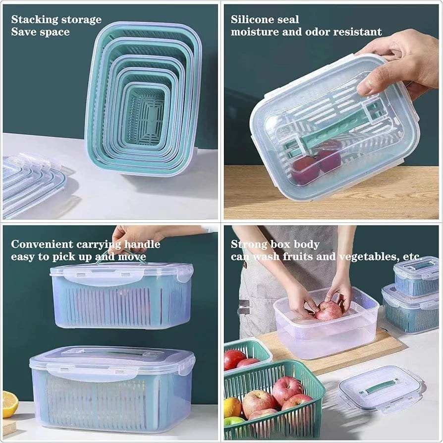 طقم علب تخزين خضار وفواكه - 5 قطع | Fridge Organizer - الصورة 3