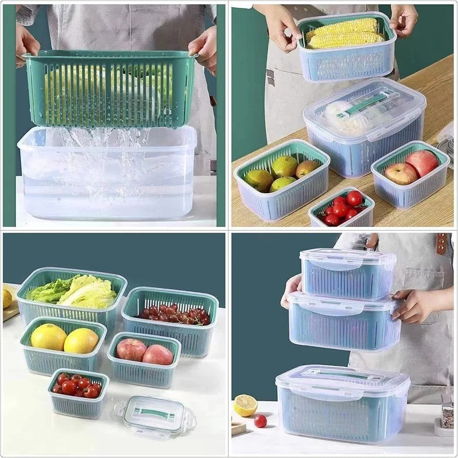 طقم علب تخزين خضار وفواكه - 5 قطع | Fridge Organizer - الصورة 9