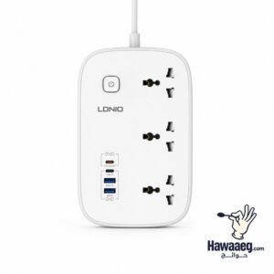 مشترك كهراباء 3 مخرج للكهرباء و 4 مخارج للشحن بقوة 45 وات للشحن السريع Original LDNIO SC6