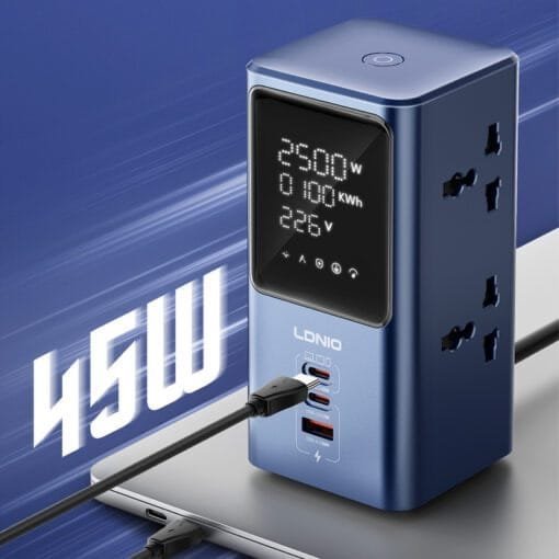 برج طاقة 2500 واط مع شحن PD/QC سريع وشاشة عرض رقمية Ldnio SC2 - الصورة 3
