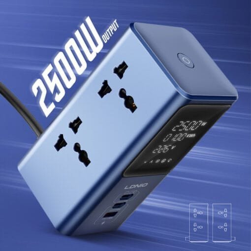 برج طاقة 2500 واط مع شحن PD/QC سريع وشاشة عرض رقمية Ldnio SC2 - الصورة 5