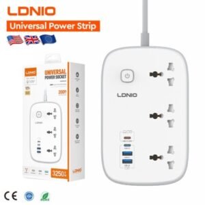 مشترك كهراباء 3 مخرج للكهرباء و 4 مخارج للشحن بقوة 45 وات للشحن السريع Ldnio SC6