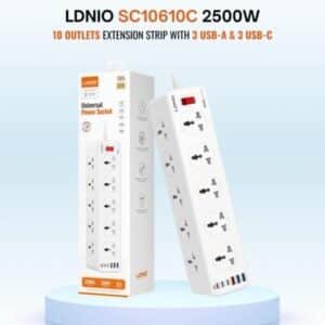 الاصدار الجديد مشترك كهرباء بـ 10 منافذ للكهرباء (3 منافذ تايب سي و3 منافذ يو اس بي) Ldnio SC10610C