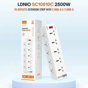 الاصدار الجديد مشترك كهرباء بـ 10 منافذ للكهرباء (3 منافذ تايب سي و3 منافذ يو اس بي) Ldnio SC10610C