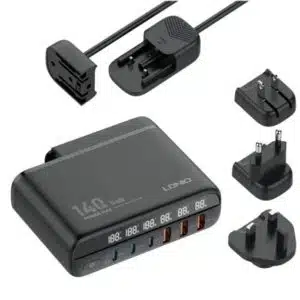 شاحن بقوة 140واط وشاشة LED مع 3 منافذ USB و3 منافذ Type -C للشحن السريع LDNIO GaN A6140C