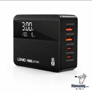 شاحن يدعم الشحن السريع بقوة 70 واط مع منفذين USB ومنفذين LDNIO A4808Q