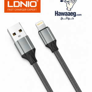 كابل بيانات للشحن السريع من LDNIO LS442 لايتنينج الى USB نوع ايه بطول 2 متر وتيار 2.4 كحد اقصى - رمادي