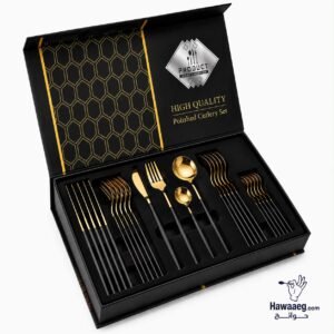 طقم معالق وسكاكين وشوك ٢٤ ق
لون( اسود جولد ) ( المنتج المستورد )