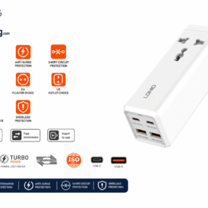 شاحن من لدنيو بتقنية USB، LDNIO SC1418 متوافق مع الهواتف الخلوية، بأربعة منافذ، قدرة 65 واط