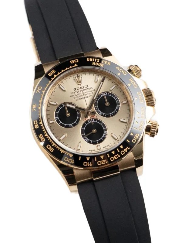 ساعه تعمل بعدادات بلون دهبى وسير اسود من المطاط - ( ميرور أوريجنال )Rolex 116518LN Mirror - الصورة 4