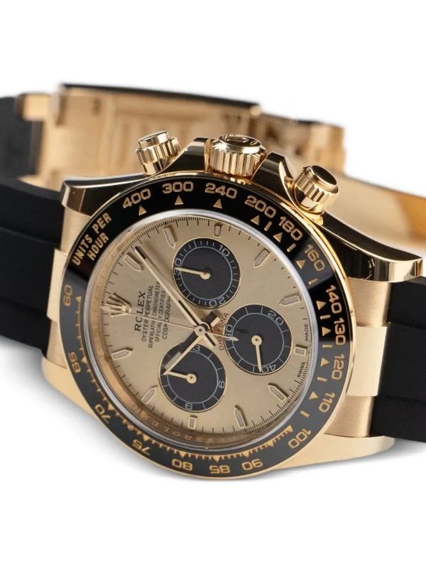 ساعه تعمل بعدادات بلون دهبى وسير اسود من المطاط - ( ميرور أوريجنال )Rolex 116518LN Mirror - الصورة 5