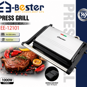 شواية وصانع سندويشات E-Bester EE-12101  فتح كامل 180° | ألواح غير لاصقة 1000W