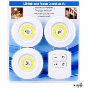 طقم لمبات LED لاسلكية بريموت وتحكم في السطوع – 3 قطع