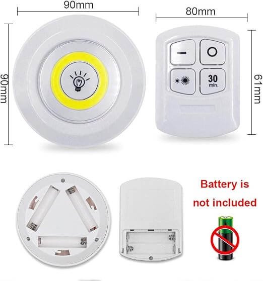 طقم لمبات LED لاسلكية بريموت وتحكم في السطوع – 3 قطع - الصورة 3