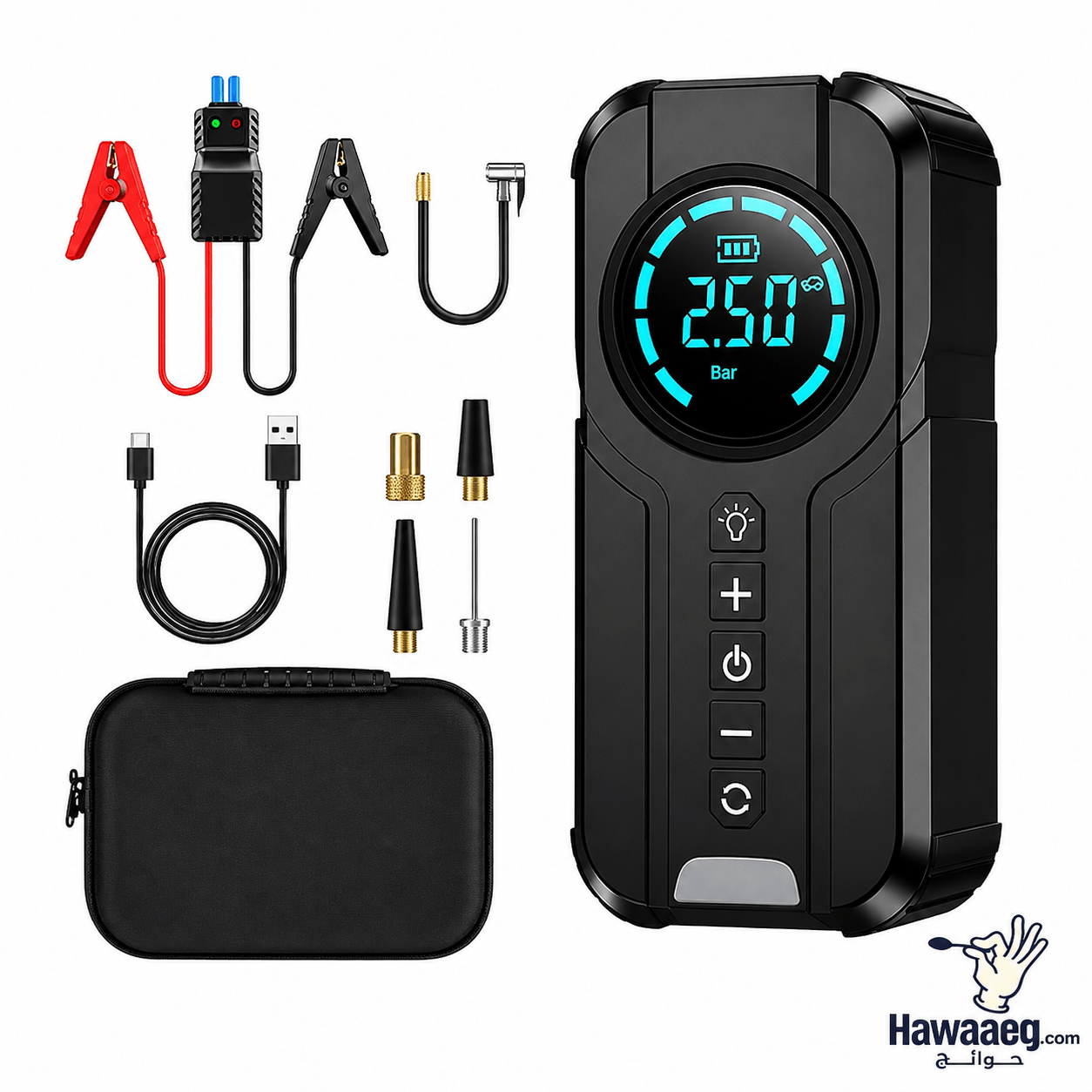 جهاز تشغيل بطارية السيارة مع كمبروسر هواء 3 في 1 ( jump starter ) - الصورة 3